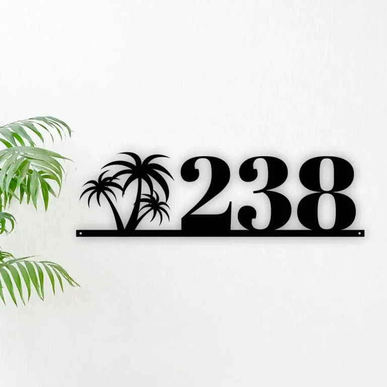 Palm Tree House Number Metal Sign, Outdoor Sign, House Numbers, Address Plaque, Metal House Number, Beach Metal Sign