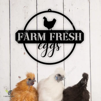 Farm Fresh Eggs Metal Sign, Farm Fresh Eggs, Farmhouse Sign, Chicken Coop Sign, Farm Sign, Outdoor Sign, Chicken Metal Sign, Rustic Egg Sign