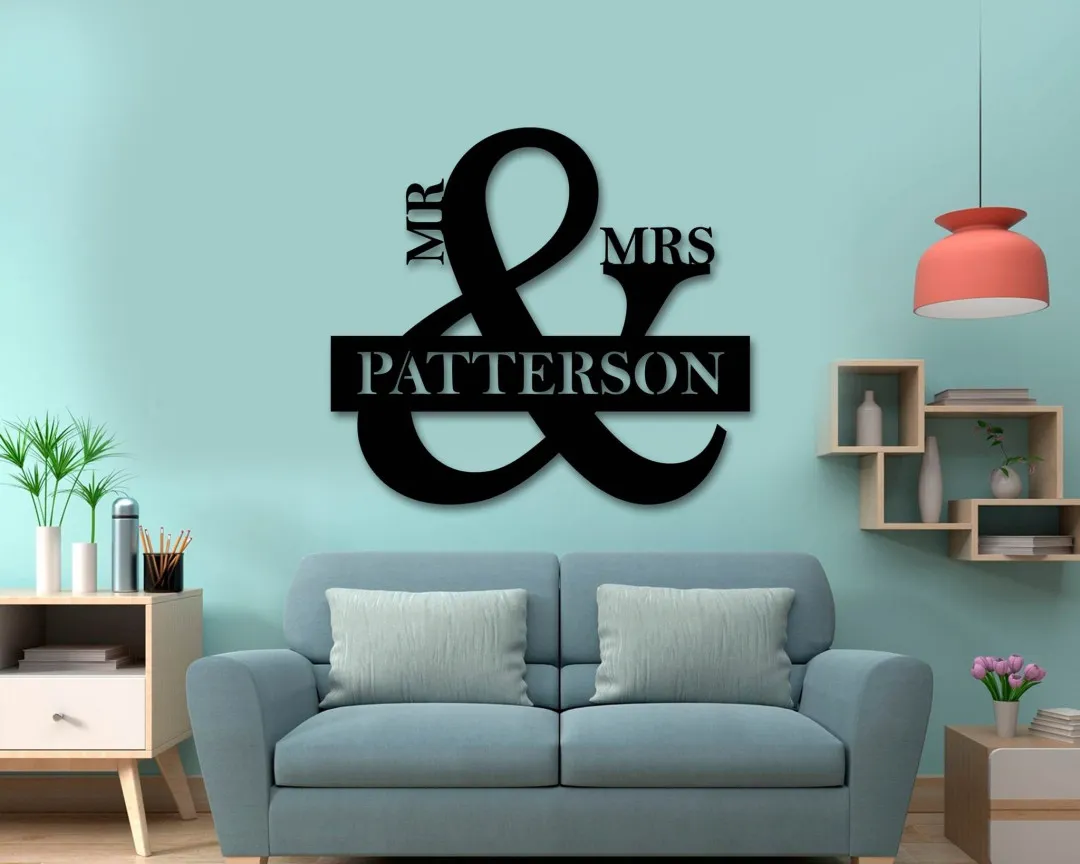 il_fullxfull.3249462564_n6m5_1024x1024_2x_b664c490-ab70-4125-a1c9-eb285081282b.webp Custom Metal Mr & Mrs Sign - Custom Family Sign - Metal Wall Art - Housewarming - Christmas Gift - Farmhouse Decor - Family Name Sign