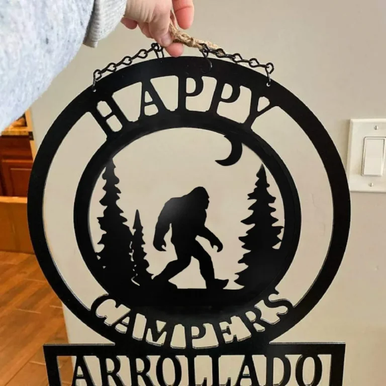 Bigfoot Campground Signs & Campsite Decor - Gift Idea For Camping Families, Cut Metal Sign, Wall Metal Sign