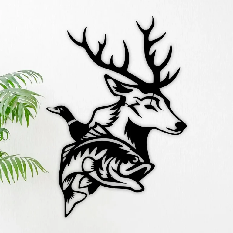 Deer Name Sign, Fish Name Sign, Metal Deer And Fish Sign, Deer Sign, Fish Sign, Metal Wall Sign, Father's Day Gift, Gift For Dad