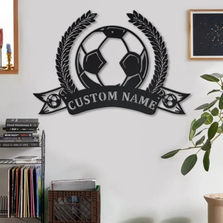 Personalized Soccer Football Monogram Metal Sign Art, Custom Soccer Football Metal Sign, Housewarming Outdoor Metal, Decor Decoration