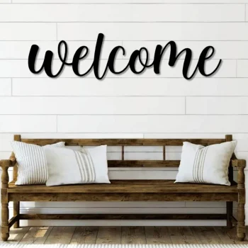 Welcome Metal Word Art, Kembara Script Word Art, Indoor Outdoor Welcome Metal Sign, Metal Wall Art, Farmhouse Decor, Welcome Word Art