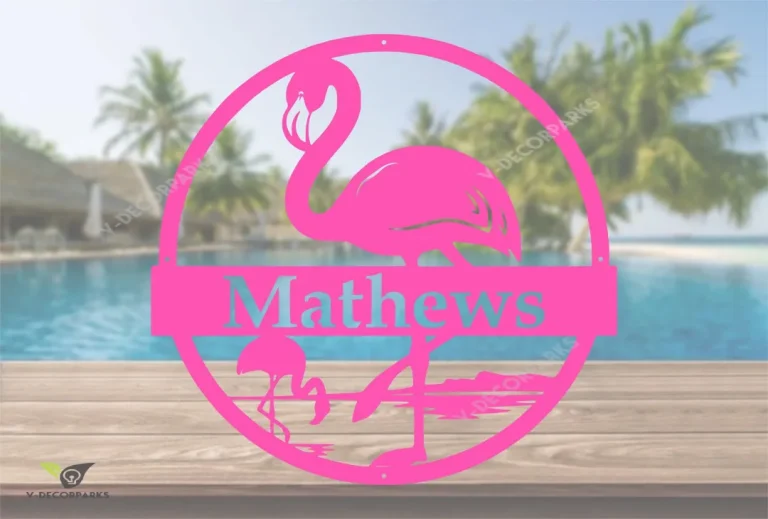 Personalized Flamingo Custom Metal Sign - Personalized Family Name Metal Sign - Wedding Gift - Personalized Gift - Metal Wall Art
