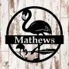 Personalized Flamingo Custom Metal Sign - Personalized Family Name Metal Sign - Wedding Gift - Personalized Gift - Metal Wall Art