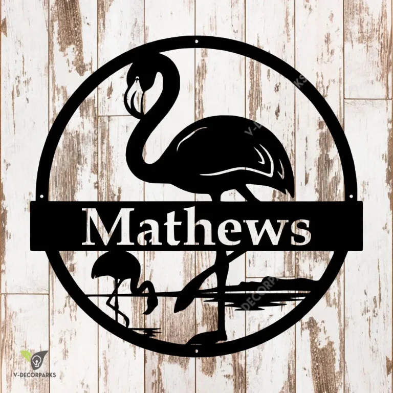 Personalized Flamingo Custom Metal Sign - Personalized Family Name Metal Sign - Wedding Gift - Personalized Gift - Metal Wall Art