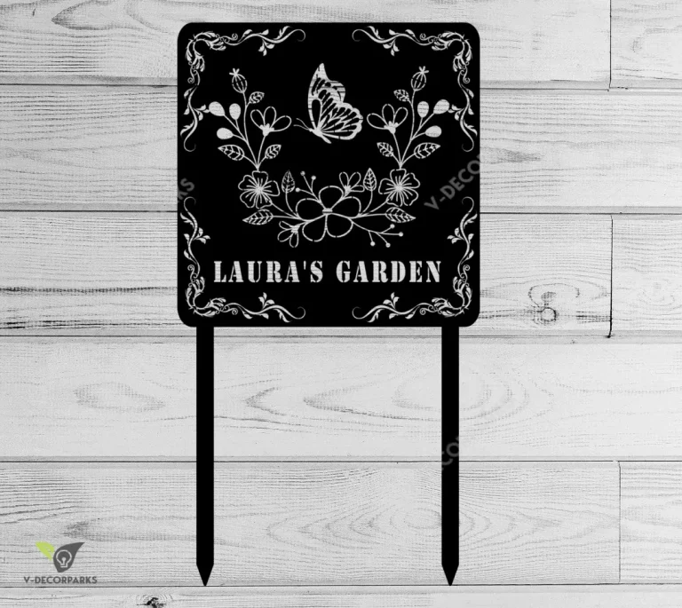 Personalized Garden Metal Stake, Butterfly Flower Garden Metal Sign, Custom Metal Garden Stake, Gardener Gift, Garden Marker