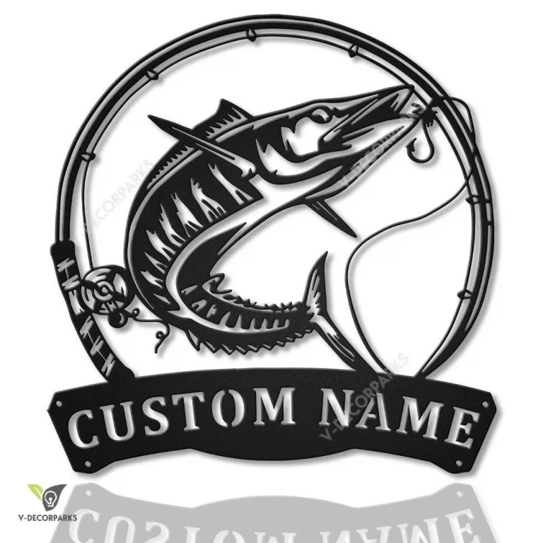 Personalized Wahoo Fishing Fish Pole Metal Sign Art, Custom Wahoo Fishing Metal Sign, Wahoo Fishing Gift, Decor Decorationbirthday Gift