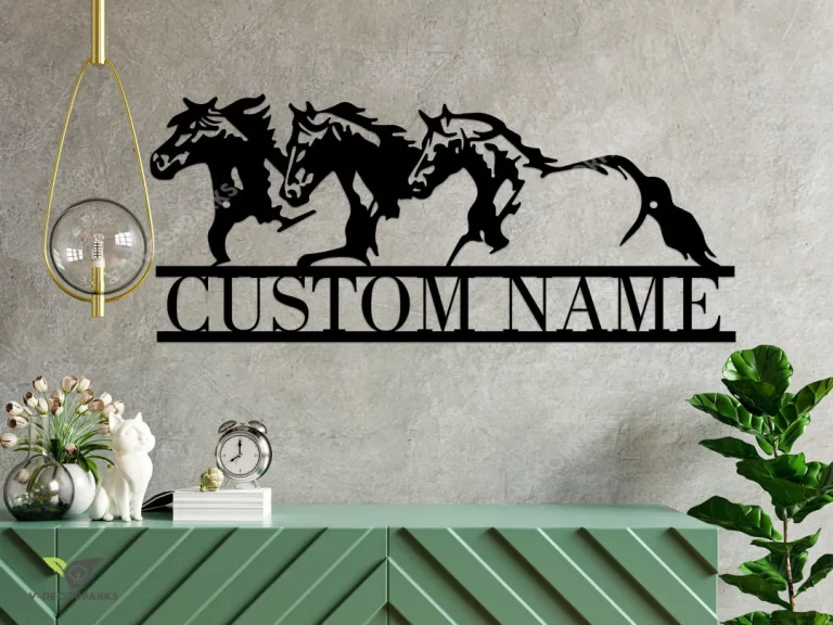 Personalized Metal Horses Sign ,farm Sign, Custom Horse Sign, Metal Name Sign, Farmhouse Decor, Outdoor Family Name Sign, Outdoor Sign Decor