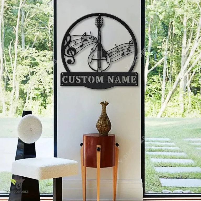 Personalized Mandolin Monogram Metal Sign Art, Custom Mandolin Metal Sign, Mandolin Gifts For Gift, Musical Instrument Gift