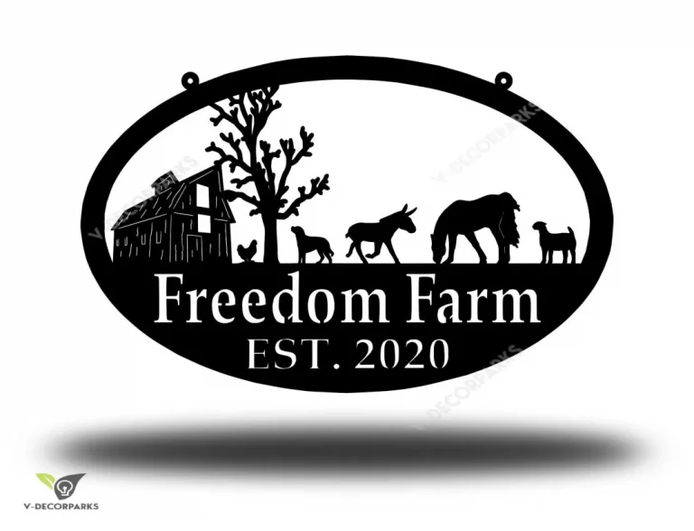 Metal Farm Sign , Barn And Donkey, Horse, Chicken, Dog, And Goat - Personalized Family Name Metal Sign - Wedding Gift - Personalized Gift