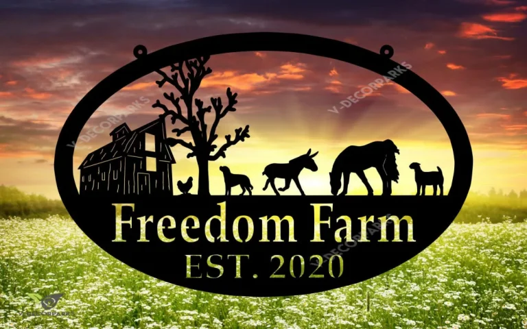 Metal Farm Sign , Barn And Donkey, Horse, Chicken, Dog, And Goat - Personalized Family Name Metal Sign - Wedding Gift - Personalized Gift