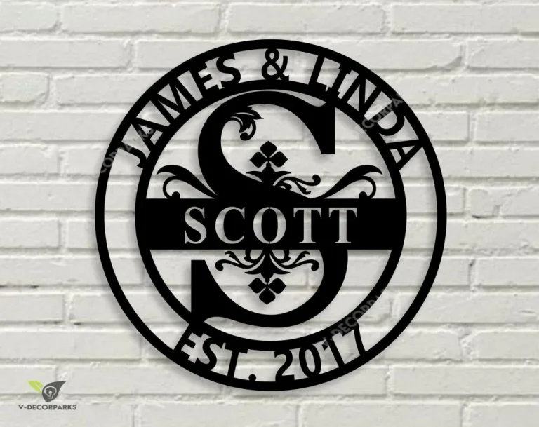 Personalized Family Name Metal Sign, Metal Monogram Sign, Wedding Gifts, Front Door Sign, Family Name Metal Sign, Last Name Metal Sign
