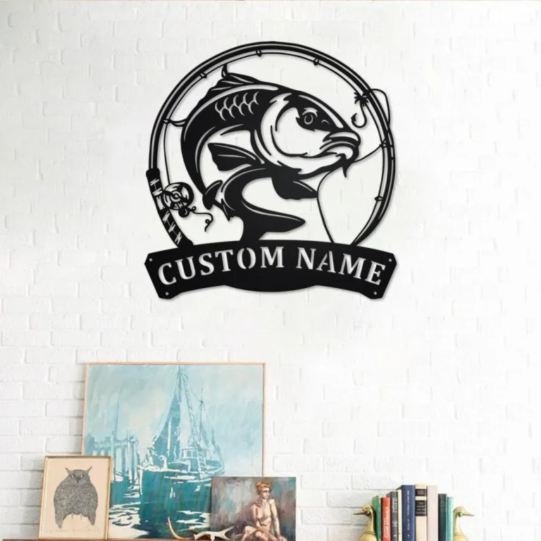 Personalized Carp Fish Metal Sign, Fishing Metal Wall Art, Fishing Metal Wall Decor, Fishing Lover, Custom Fishing, Fishman, Carp Fish