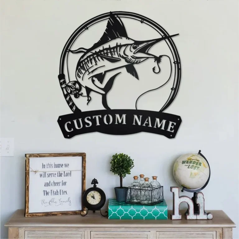 Personalized Swordfish Fish Metal Sign, Fishing Metal Wall Art, Fishing Metal Wall Decor, Fishing Lover, Custom Fishing, Fishman