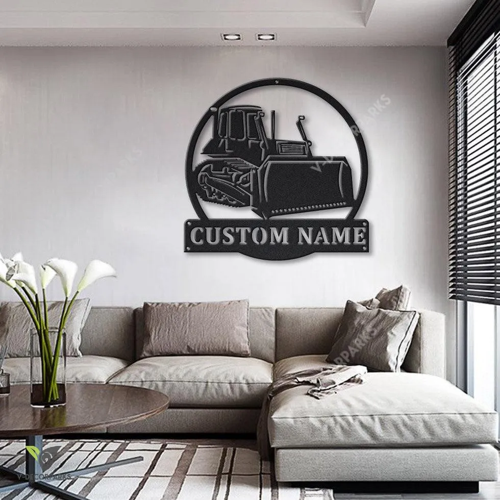il_fullxfull.3282383328_9czp_f0ec345d-1d97-48b4-b2a0-f7478615fac6.webp Personalized Bulldozer Truck Metal Sign Art, Custom Bulldozer Truck Metal Sign, Trucker Gift, Truck Lover Sign Decoration For Living Room