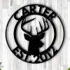Deer Head Sign, Antler Decor, Deer Hunter Gift, Deer Camp Sign, Deer Name Metal Sign, Est Date Sign, Personalized Deer Sign, Deer Last Name