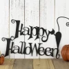 Happy Halloween Metal Sign With Cat - Black, Black Cat, Halloween Decor, Halloween Home Decor, Outdoor Sign