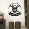 Personalized Skull Mining Metal Sign Art, Custom Skull Mining Monogram Metal Sign, Skull Mining Gifts, Job Gift, Birthdy Gift