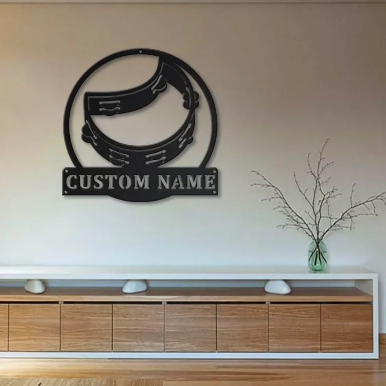 Personalized Tambourine Monogram Metal Sign Art, Custom Tambourine Monogram Metal Sign, Birthday Gift, Tambourine Gift, Music Gift