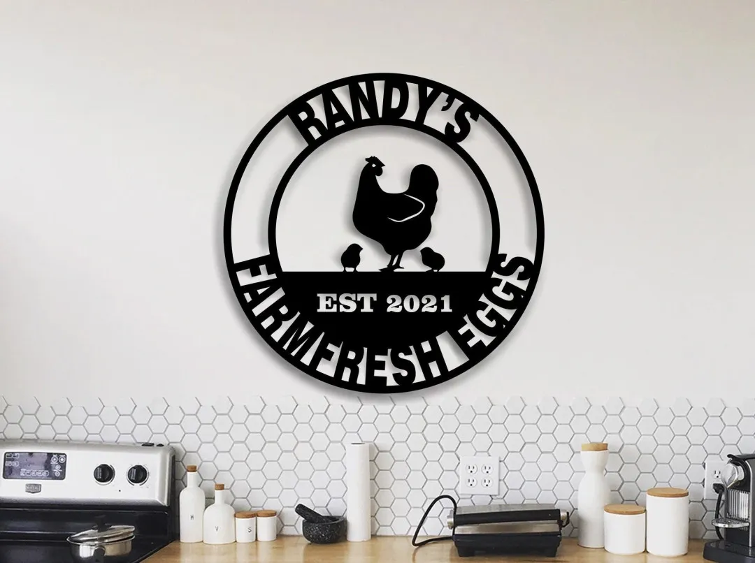 il_fullxfull.3289885448_e4gc_1024x1024_2x_0c621bc0-fc3c-4d9b-a24b-3f5b2c80da8b.webp Farm Fresh Eggs Metal Wall Sign -custom Farm Sign, Custom Ranch Sign, Custom Outdoor Ranch Sign, Farm Entrance Sign, Chicken Home Signs