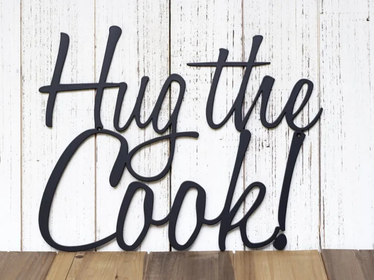 Hug The Cook Metal Sign - Black, Metal Wall Art, Kitchen Decor, Kitchen Wall Art, Sign, Plaque, Wall Hanging