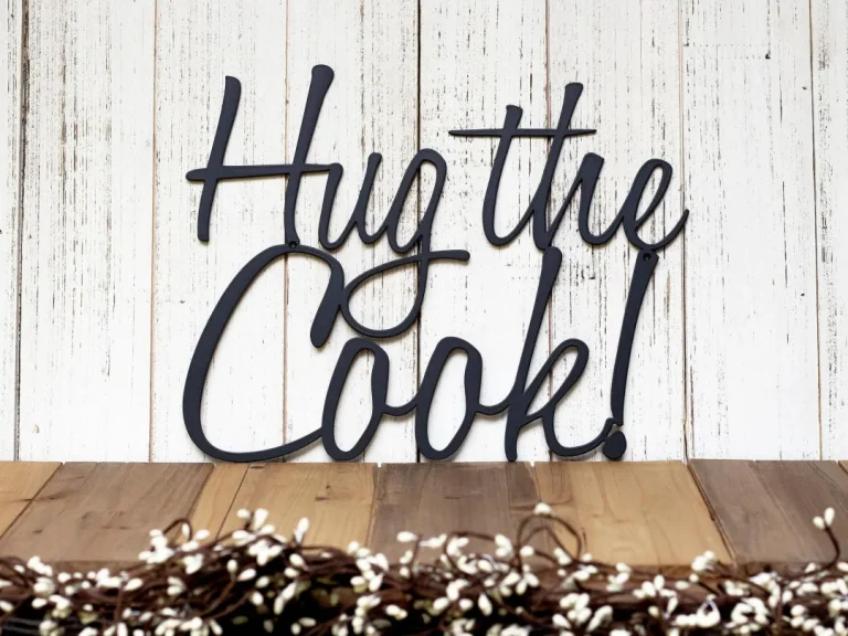 Hug The Cook Metal Sign - Black, Metal Wall Art, Kitchen Decor, Kitchen Wall Art, Sign, Plaque, Wall Hanging