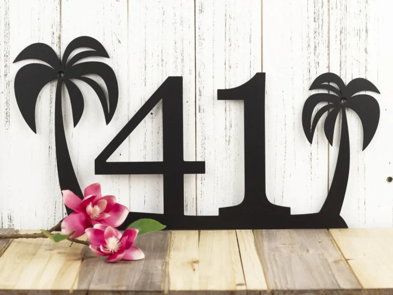 Palm Tree House Number Metal Sign, Outdoor Sign, House Numbers, Address Plaque, Metal House Number