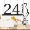 Custom Sign, House Number, Metal Sign, Cat, Laser Cut Steel