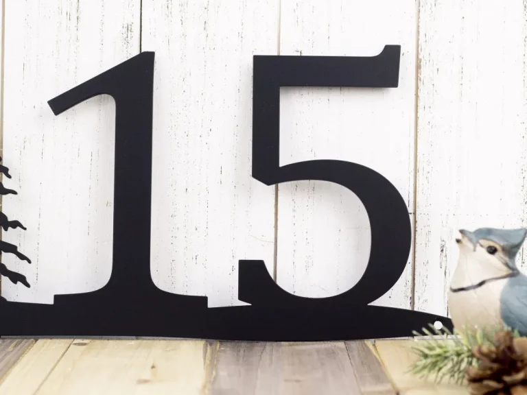 Rustic House Number, Pine Trees, Metal Sign, House Numbers, Address Plaque, Custom Metal Sign, Outdoor, Custom Sign