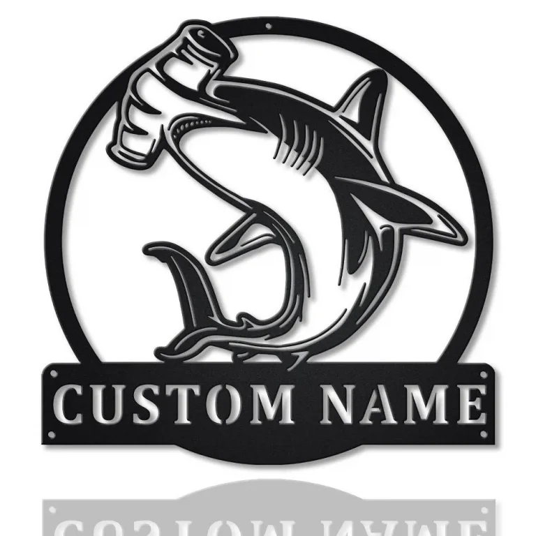 Personalized Hammerhead Shark Metal Sign Art, Custom Shark Monogram Metal Sign, Birthday Gift, Animal Funny, Fathers Day Gift