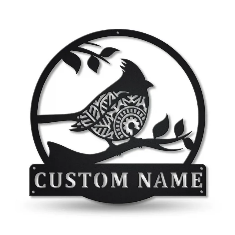 Personalized Cardinals Birds Monogram Metal Sign Art Custom Cardinals Birds Metal Sign Cardinals Birds Lover Sign Decoration For Living Room
