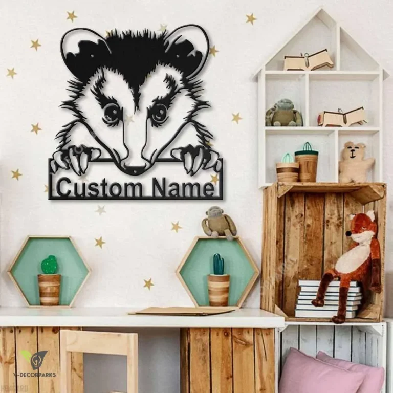 Personalized Opossum Monogram Metal Sign Art, Custom Opossum Metal Sign, Animal Funny, Father's Day Gift, Pets Gift, Birthday Gift