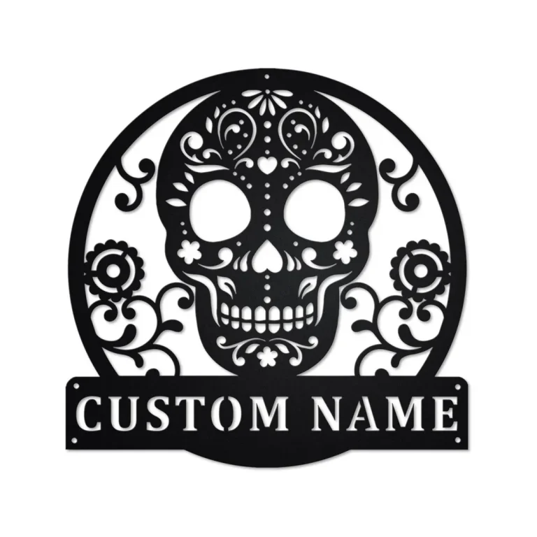 Personalized Sugar Skull Metal Sign, Sugar Skull Metal Wall Art, Sugar Skull Metal Wall Decor, Sugar Skull Lover, Custom Sugar Skull