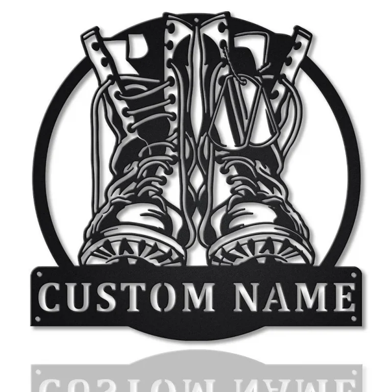 Personalized Military Boots Fallen Soldier Metal Sign Art, Custom Fallen Soldier Monogram Metal Sign, Army Gift, Decor Decoration