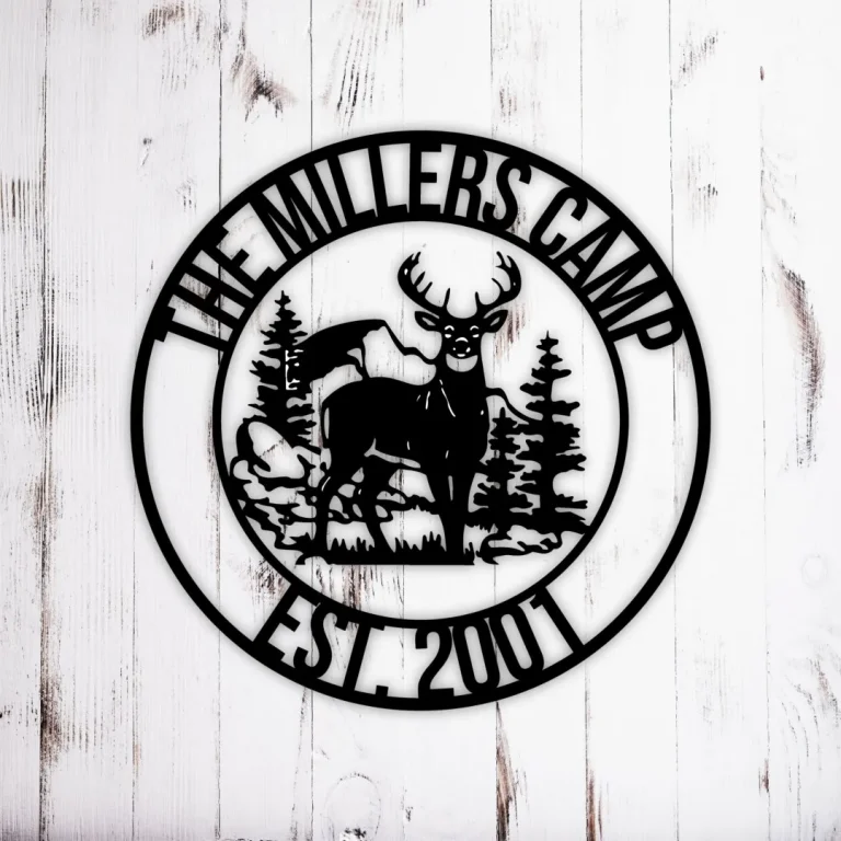 Deer Camp Sign, New Deer Antler Decor, Deer Hunter Gift, Deer Camp Sign, Christmas Gift For Him, Deer Name Metal Sign, Fathers Day Gift