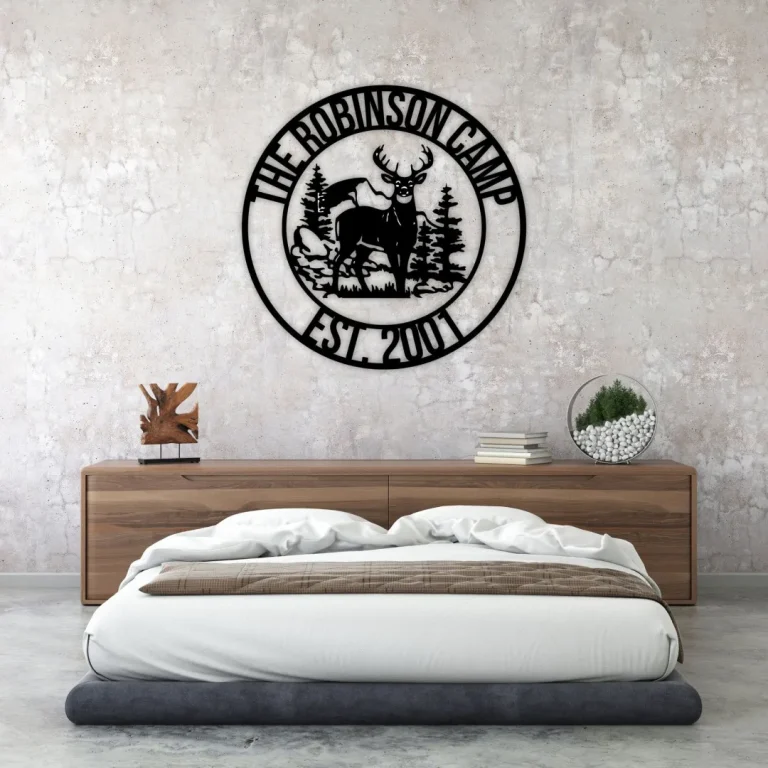 Deer Camp Sign, New Deer Antler Decor, Deer Hunter Gift, Deer Camp Sign, Christmas Gift For Him, Deer Name Metal Sign, Fathers Day Gift