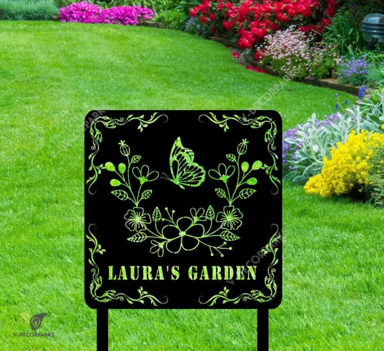 Personalized Garden Metal Stake, Butterfly Flower Garden Metal Sign, Custom Metal Garden Stake, Gardener Gift, Garden Marker