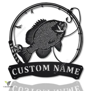 Personalized Bluegill Fishing Fish Pole Metal Sign Art, Custom Bluegill Fishing Metal Sign, Bluegill Fishing Gift, Decor Decoration