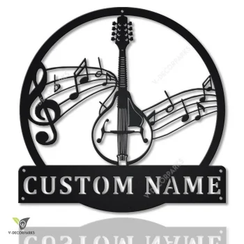 Personalized Mandolin Monogram Metal Sign Art, Custom Mandolin Metal Sign, Mandolin Gifts For Gift, Musical Instrument Gift