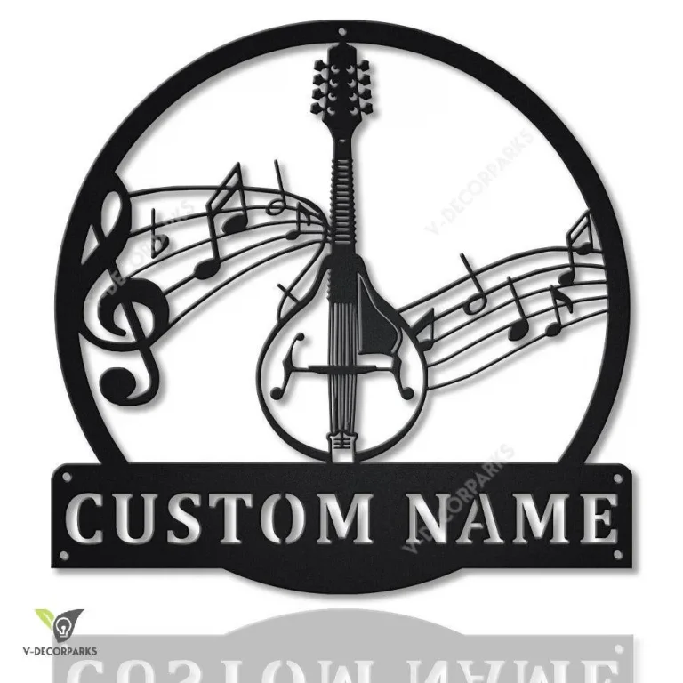 Personalized Mandolin Monogram Metal Sign Art, Custom Mandolin Metal Sign, Mandolin Gifts For Gift, Musical Instrument Gift
