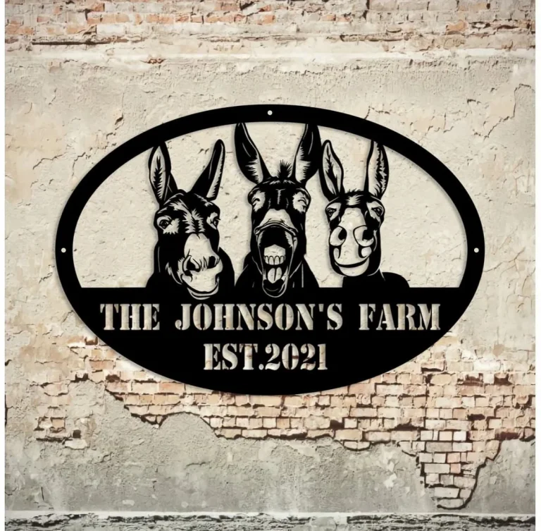 Donkey Farm Metal Sign, Metal Farm Sign, Farmhouse Decor, Donkey Ranch Sign, Family Name Sign, Farmer Gift, Farm Metal Art