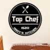 Top Chef Sign, Personalized Kitchen Sign, Kitchen Wall Sign, Kitchen Metal Signs, Custom Metal Cooking Decor, Chef Sign