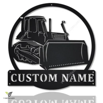 Personalized Bulldozer Truck Metal Sign Art, Custom Bulldozer Truck Metal Sign, Trucker Gift, Truck Lover Sign Decoration For Living Room