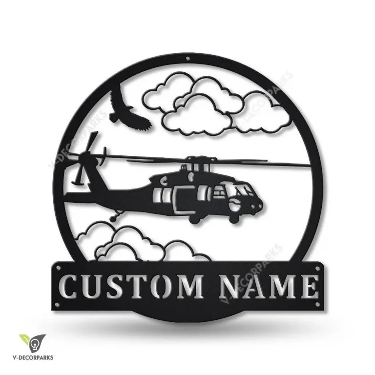 Personalized Helicopter Machine Monogram Metal Sign Art , Custom Helicopter Metal Sign, Helicopter Lover Sign Decoration For Living Room