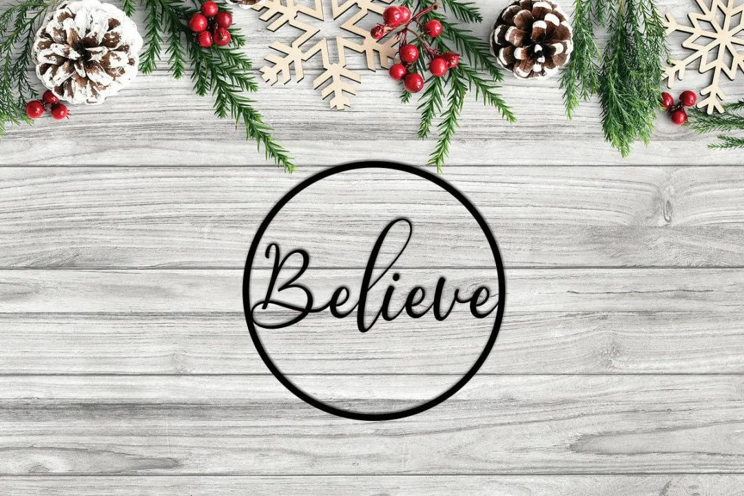 il_fullxfull.3332317319_rgld_1024x1024_2x_4ce232a2-96b0-4ece-95fd-5f537a612829.webp Believe Metal Sign, Metal Wall Art, Holiday Wall Art, Metal Sign, Christmas Decor, Metal Wall Decor, Christmas Gift, Family Sign