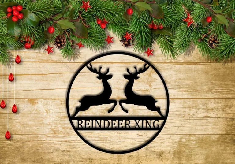 Reindeer Xing, Reindeer Sign, Christmas Sign, Reindeer Decor, Christmas Decor, Antler Sign, Xing Sign Metal, Reindeer Crossing, Winter Decor