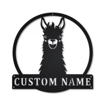 Personalized Llama Animal Monogram Metal Sign Art , Custom Llama Metal Sign, Llama Animal Lover Sign Decoration For Living Room