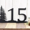 Rustic House Number, Pine Trees, Metal Sign, House Numbers, Address Plaque, Custom Metal Sign, Outdoor, Custom Sign