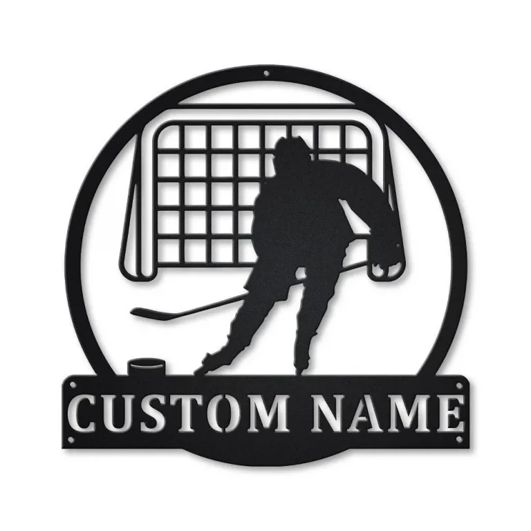 Personalized Hockey Name Monogram Metal Sign Art ,custom Hockey Name Metal Sign, Hockey Name Lover Sign Decoration For Living Room